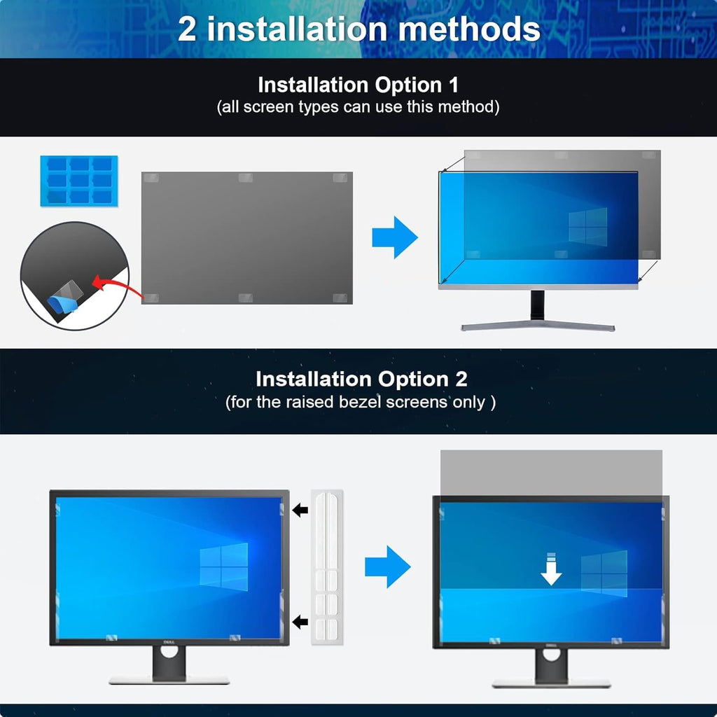 [2 Pack] Easges 21.5 Inch Computer Privacy Screen Filter for 16:9 Aspect Ratio, Eye Protection, Anti-Glare, Anti-Blue Light Computer Monitor Privacy Filter, Removable Anti-Scratch 21.5" Protector Film