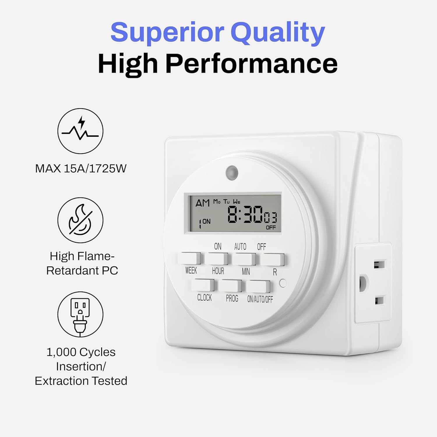 BN-LINK 7-Day Heavy Duty Digital Programmable Timer, 120V, 60Hz, Dual Outlet forLight, ETL Listed (2-Pack)