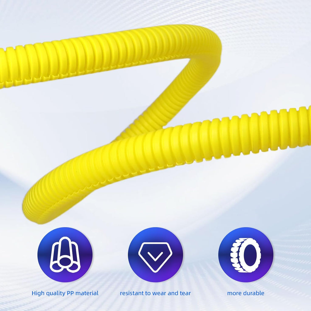 Split Wire Loom Tubing, 10,25ft Cord Protectors from Pets No Chew, Flexible Wire Covers Cord Protectors, Protective Split Cable Sleeve for Automotive Home Industrial Wires(Yellow, 0.51inch-10ft)