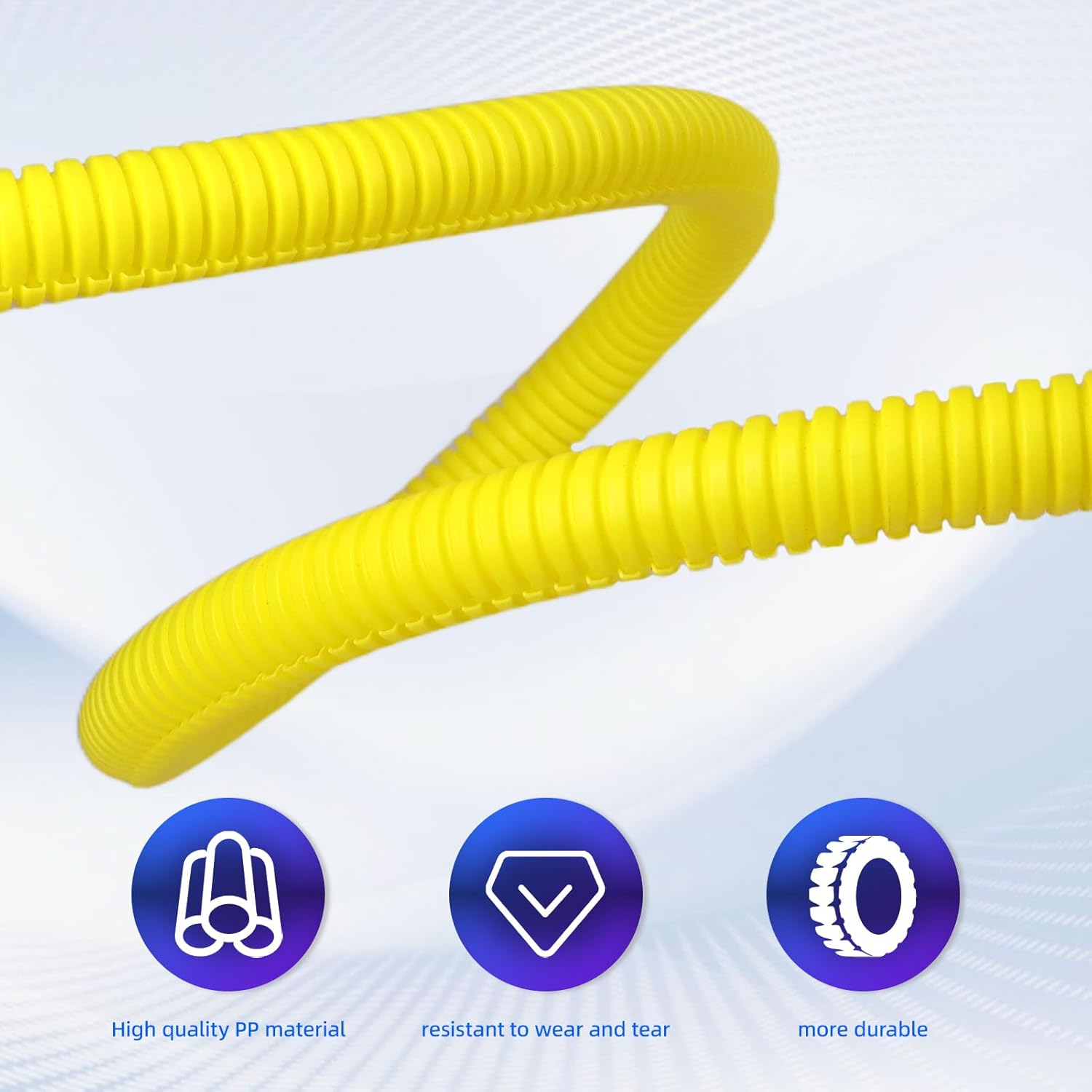 Split Wire Loom Tubing, 10,25ft Cord Protectors from Pets No Chew, Flexible Wire Covers Cord Protectors, Protective Split Cable Sleeve for Automotive Home Industrial Wires(Yellow, 1.12inch-25ft)