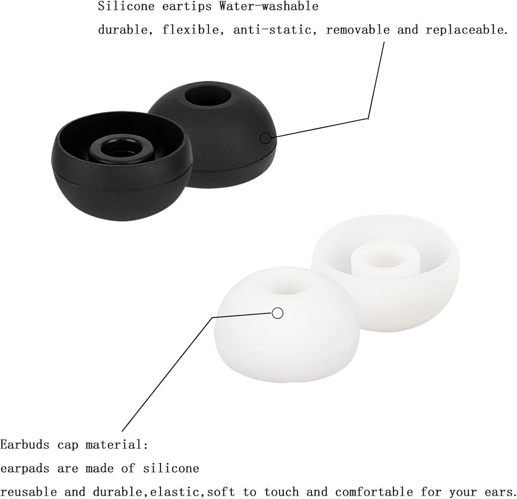 Replacement Earbud Tips Silicone Ear Tips Earbuds Buds Set Compatible with Powerbeats 1/2/3 Wireless Beats by Dre Headphones,8 Pairs Earbud Cap(Black+White)