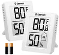 Geevon 2 Pack Hygrometer Indoor Thermometer Room Humidity Gauge with Battery, Digital Temperature Gauge Humidity Meter Indicator for Home, Office, Greenhouse, Mini Hygrometer,White