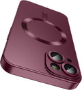Magnetic for iPhone 15 Case [Compatible with MagSafe][Built-in Camera Lens Protector] Slim Soft Silicone Bumper Shockproof Metallic Shine Phone Case (Burgundy)