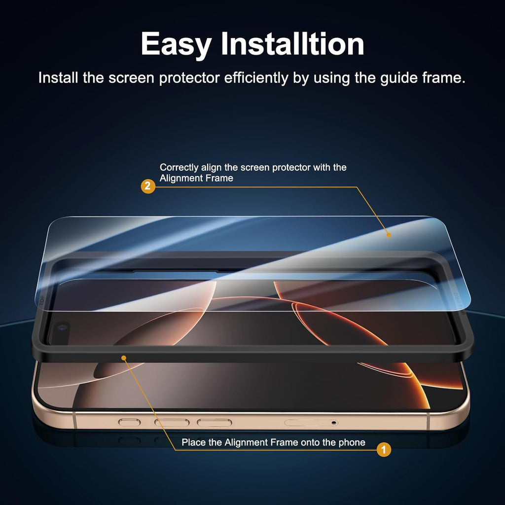 NEW'C 3 Pack Designed for iPhone 16 Pro Screen Protector (6.3 inches), Enhanced Tempered Glass Protection with easy installation tool included,Case Friendly Ultra Resistant