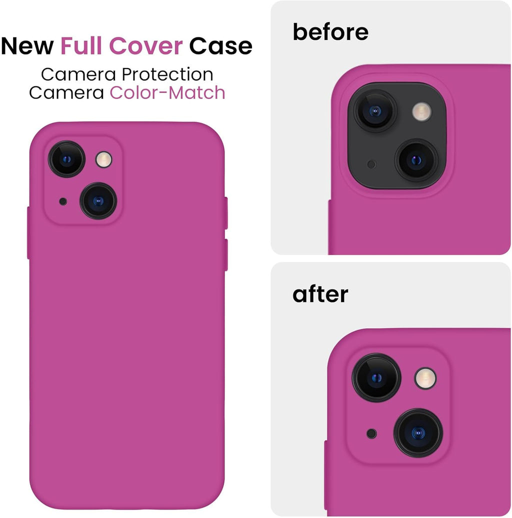 FireNova Designed for iPhone 13 Case, Silicone Upgraded [Camera Protection] Phone Case with [2 Screen Protectors], Soft Anti-Scratch Microfiber Lining Inside, 6.1 inch, Shocking Pink