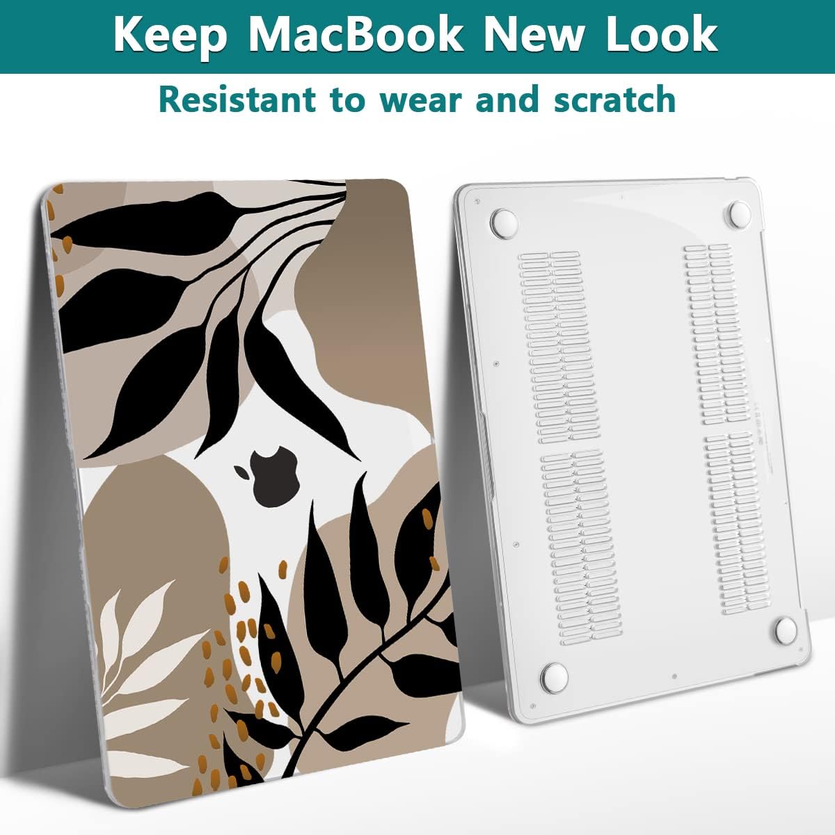 Teryeefi Compatible with 2020 MacBook Air 13 inch Case 2021 2019 Model M1 A2337 A2179 A1932, Clear Hard Shell Case & Keyboard Cover & Screen Protector for Mac Air 13 with Touch ID, Tropical Leaves