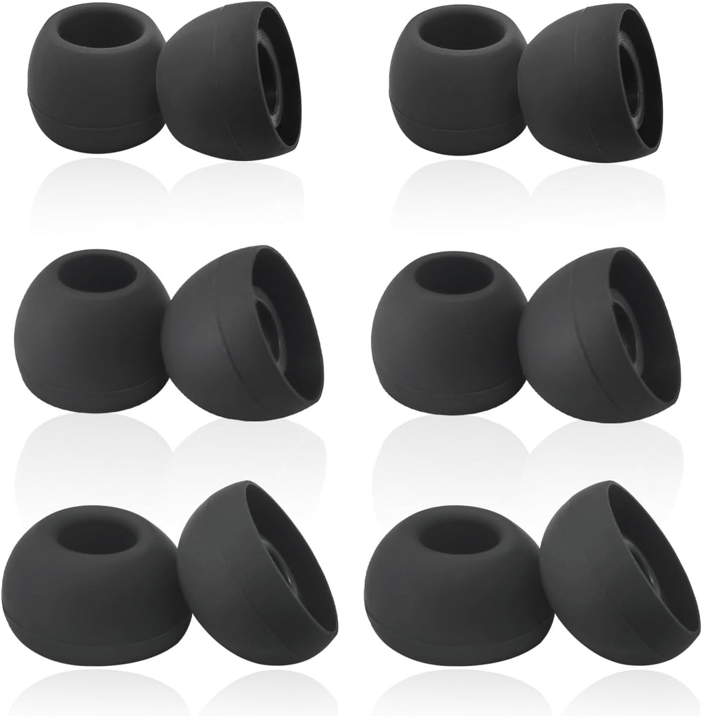 Silicone Earbuds Tips Replacement for True Wireless Earbuds Universal Ear Tips Fit 4.5mm-6mm Nozzle 6 Pairs LMS Black