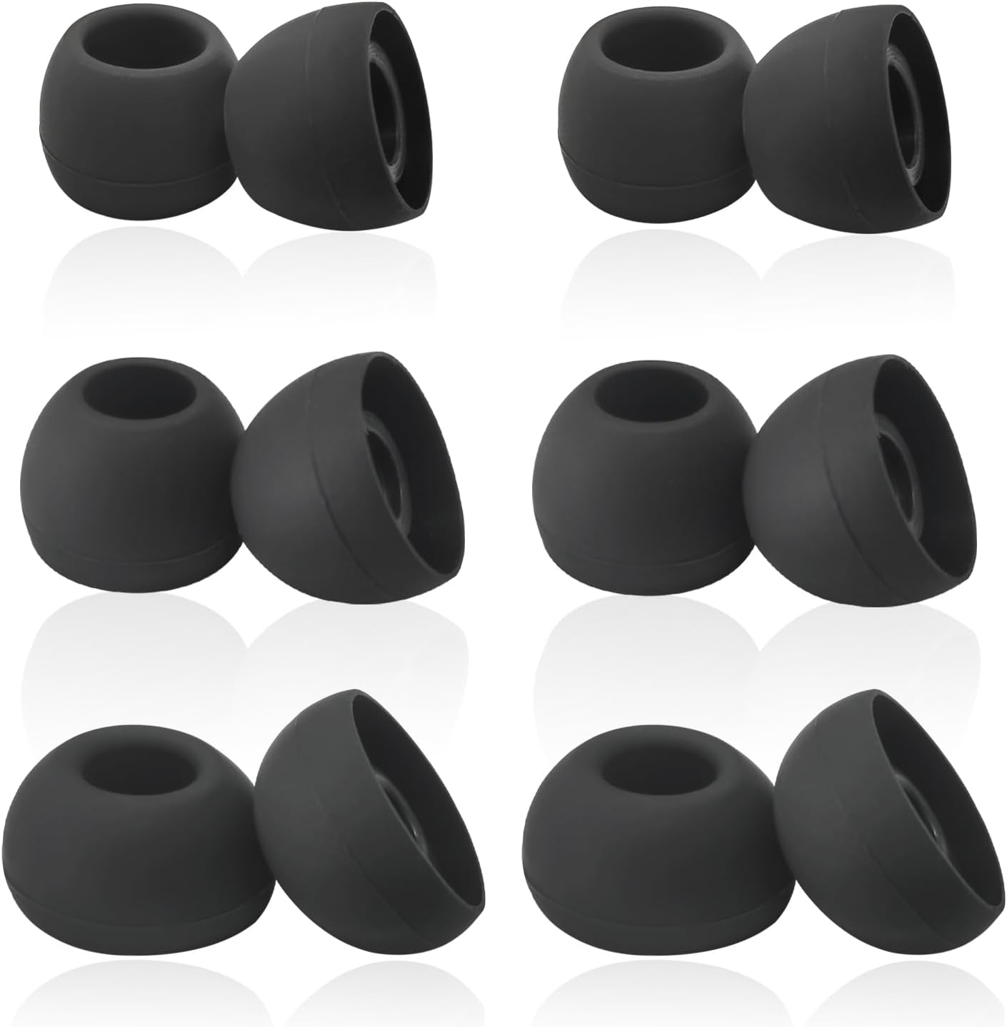 Silicone Earbuds Tips Replacement for True Wireless Earbuds Universal Ear Tips Fit 4.5mm-6mm Nozzle 6 Pairs LMS Black