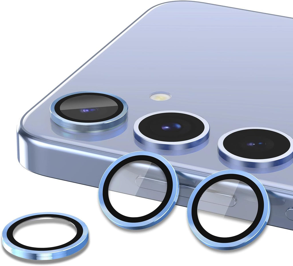for Samsung Galaxy S25 Plus Camera Lens Protector, Individual Metal Ring Tempered Glass Lens Cover, [Strong Adsorption] Scratch Resistant Ultra-Thin HD Clear Lens Cover, 1 Set-Blue