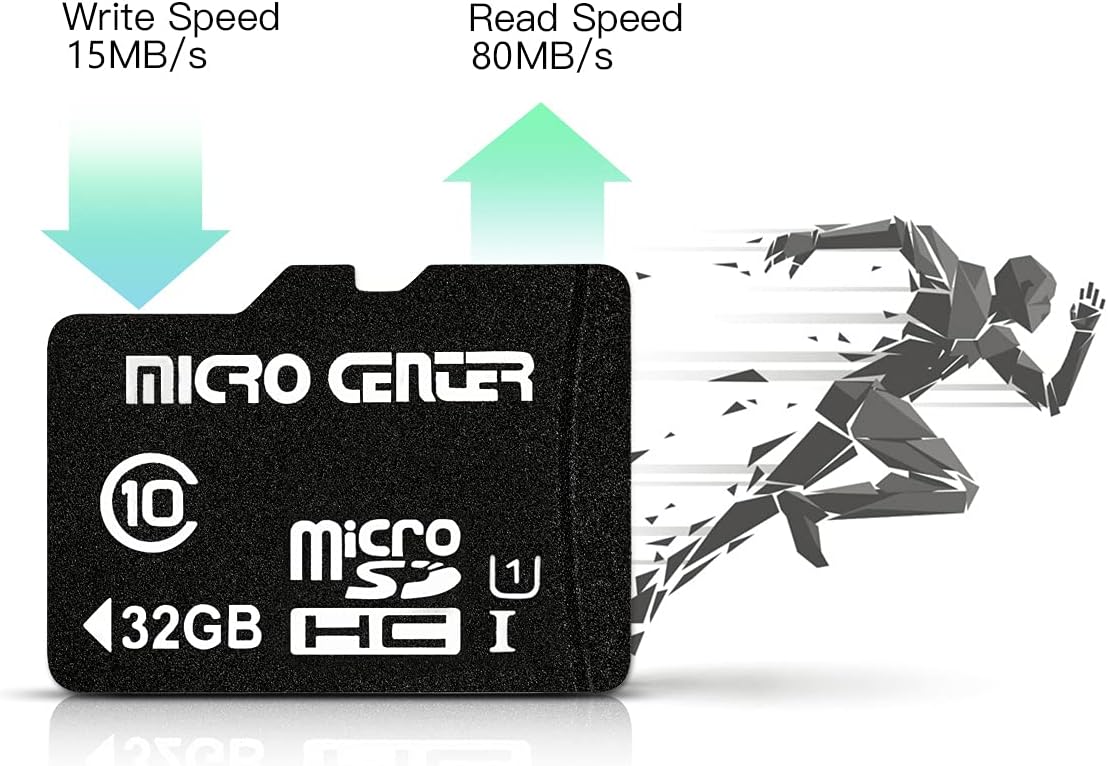 INLAND Micro Center 32GB Class 10 MicroSDHC Flash Memory Card with Adapter for Mobile Device Storage Phone, Tablet, Drone & Full HD Video Recording - 80MB/s UHS-I, C10, U1 (1 Pack)