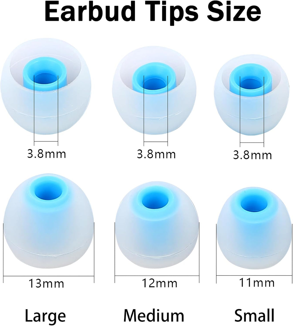 Earbud Replacement Tips Silicone Earbud Tips Ear Tips Fit Most in-Ear Earbuds(Inner Hole 3.8mm -5.1mm) Headphone Earbud Rubber Tips9 Pairs S M L