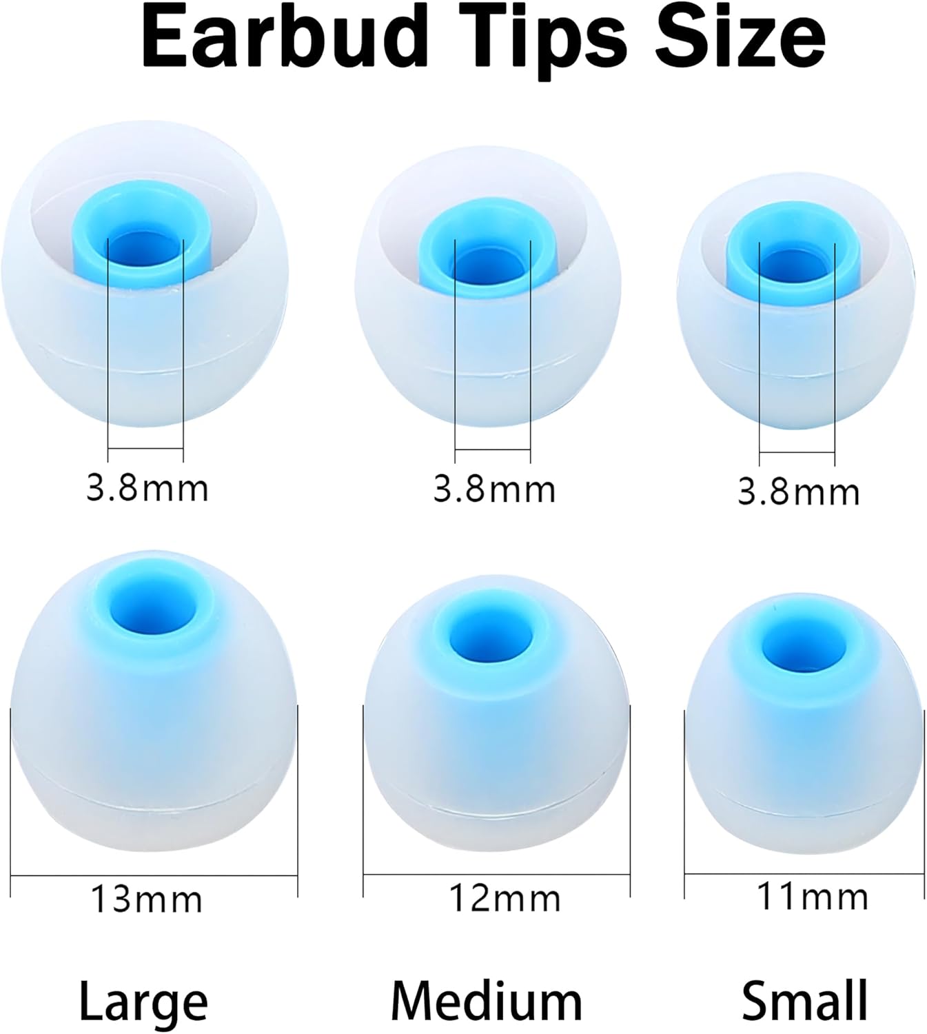 Earbud Replacement Tips Silicone Earbud Tips Ear Tips Fit Most in-Ear Earbuds(Inner Hole 3.8mm -5.1mm) Headphone Earbud Rubber Tips9 Pairs S M L