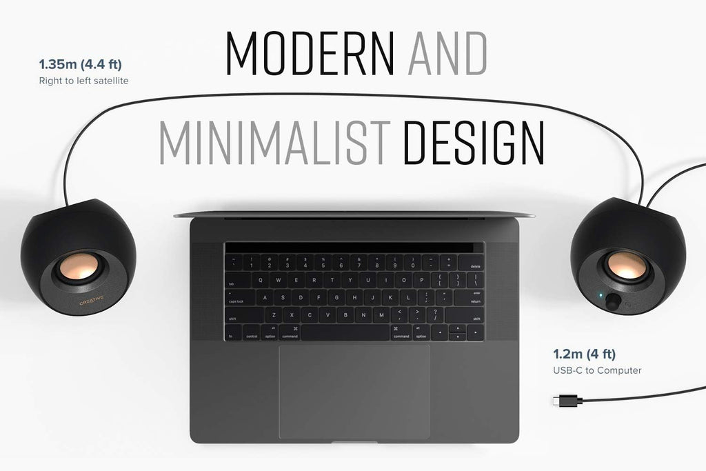 Creative Pebble V3 Minimalistic 2.0 USB-C Desktop Speakers with USB Audio, Clear Dialog Enhancement, Bluetooth 5.0, 8W RMS with 16W Peak Power, USB-A Converter Included (White)