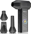 Compressed Air Duster, 180000RPM Electric Air Duster, Rechargeable Cordless Air Blower with 3-Gear Turbo Fan, Canned Air Alternative for Keyboard, PC, Computer, Car, Home & Outdoor Use (Pure Black)
