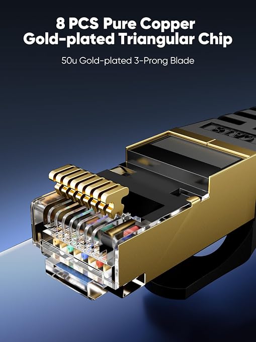 Cat 8 Ethernet Cable Flat 10 FT 5Pack, High Speed 40Gbps 2000Mhz Braided - Image 4