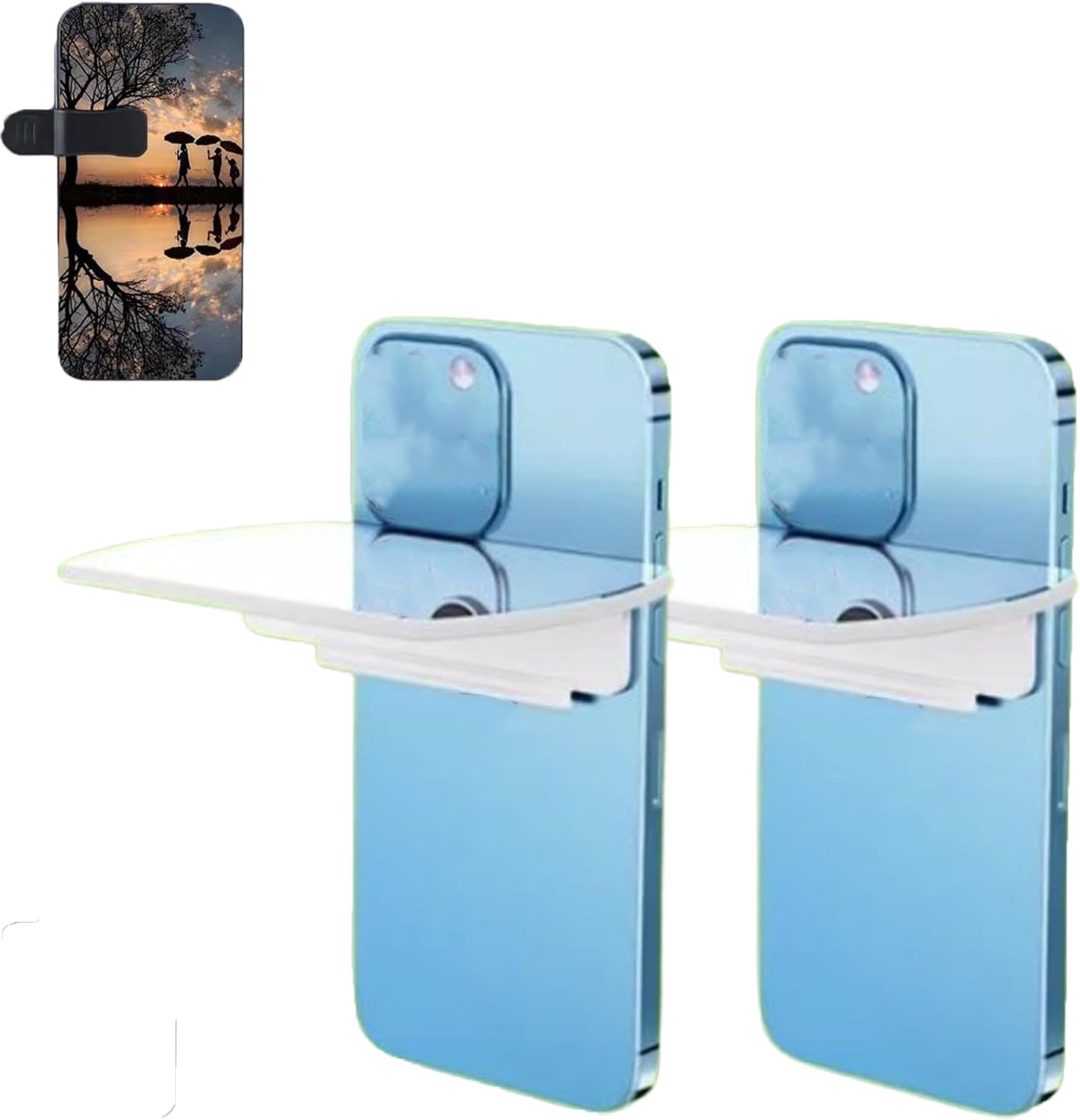 Mirror Effect Lens - Capture Stunning Reflections Instantly, Smartphone Camera Mirror Reflection Clip Kit, Mirror for Phone to Use Back Camera (White*2pcs)