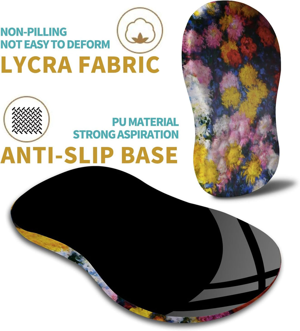 Hokafenle Ergonomic Mouse Pad Wrist Support with Massage Design, Wrist Rest Pain Relief Mousepad with Memory Foam&Non-Slip PU Base, Mouse Pads for Wireless Mouse & Desk(12x8 inch,Monet Chrysanthemum)