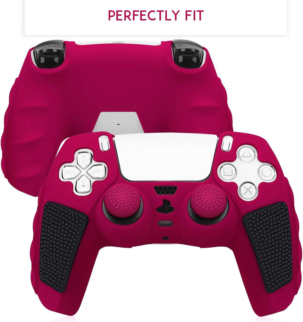 SIKEMAY Anti-Slip PS5 Controller Skin, Soft Thicken Non-Slip Studded Silicone Gel Grip Protective Cover Case for PlayStation 5 Controller Grip, 2 Pack with 8 x Thumb Grip Caps
