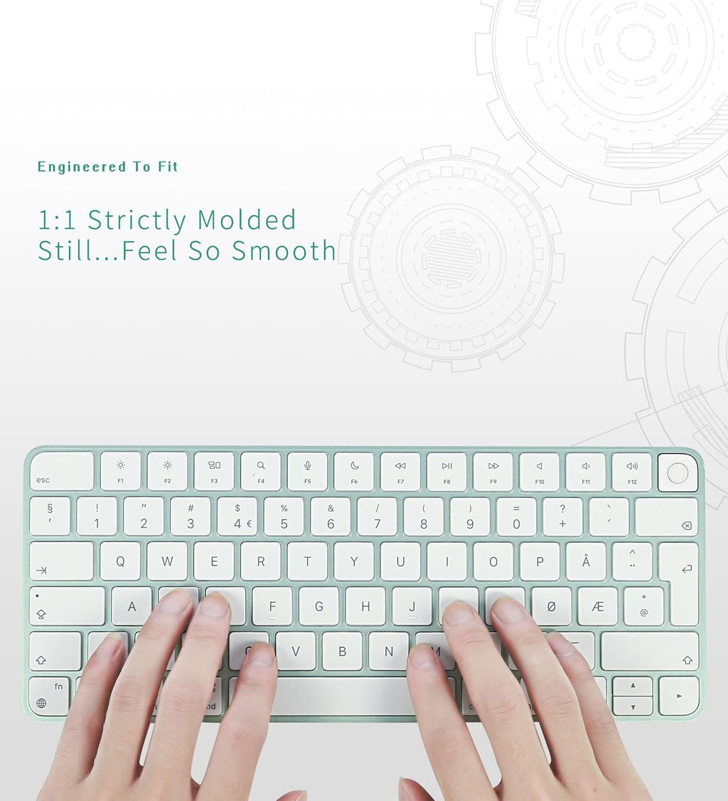 Keyboard Cover for New M4 iMac Magic Keyboard(Europe Layout, 7 Shape Enter Key) Model A3118/A2449, Touch ID Version w/o Numeric Key - Ultra Thin, Protective and Clear Protector Skin