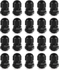 Cable Gland 20 Pack 1/4" NPT Waterproof Adjustable Connector Strain Relief Cord Connectors Joints Nylon with Gaskets…