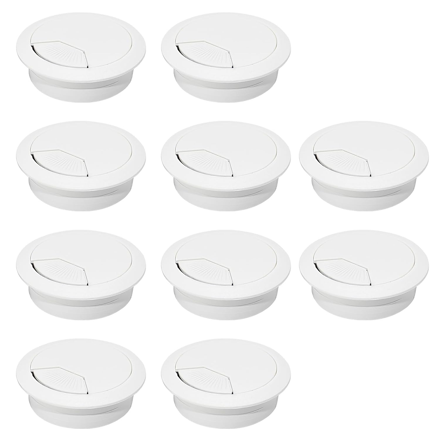 10 Pcs Desk Grommet 2" / 50 mm, Desk Cord Hole Cover, Cable Grommet ABS Plastic, Desk Hole Grommet for Home & Office Pc, Detachable Adjustable Cable Cord Organizer-White