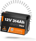 12V 314Ah (300Ah) LiFePO4 Lithium Mini Battery, Max. 4019Wh Energy, 15000+ Deep Cycles, 100A BMS Lithium Iron Phosphate Rechargeable Battery Great for RV, Marine and Off Grid Applications