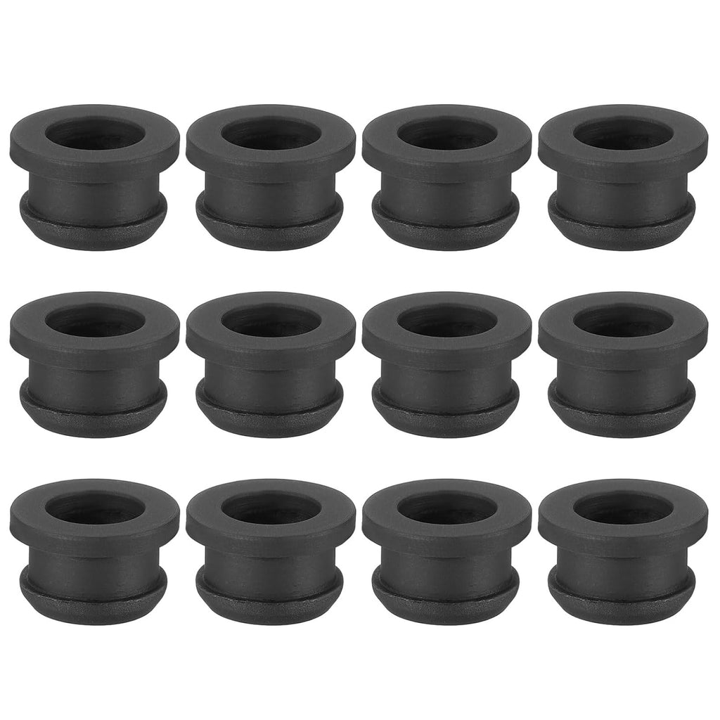 PATIKIL 12.5mm / 1/2 Inch Drill Hole,3/8 Inch ID Rubber Grommets, 12Pcs Top Hat Grommet for Wiring Eyelet Ring Gasket Automotive Firewall Cable Hole Plugs Wires Protection, Black