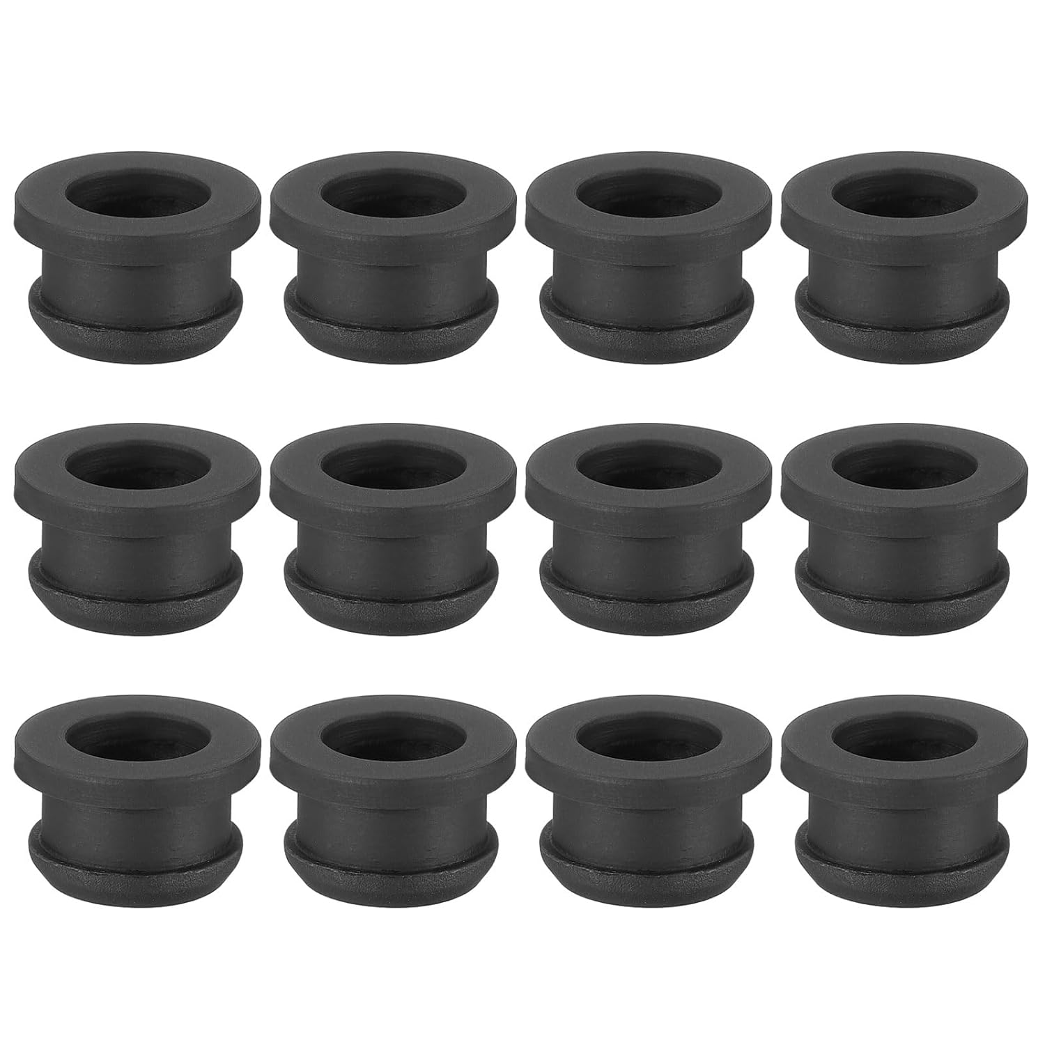 PATIKIL 12.5mm / 1/2 Inch Drill Hole,3/8 Inch ID Rubber Grommets, 12Pcs Top Hat Grommet for Wiring Eyelet Ring Gasket Automotive Firewall Cable Hole Plugs Wires Protection, Black