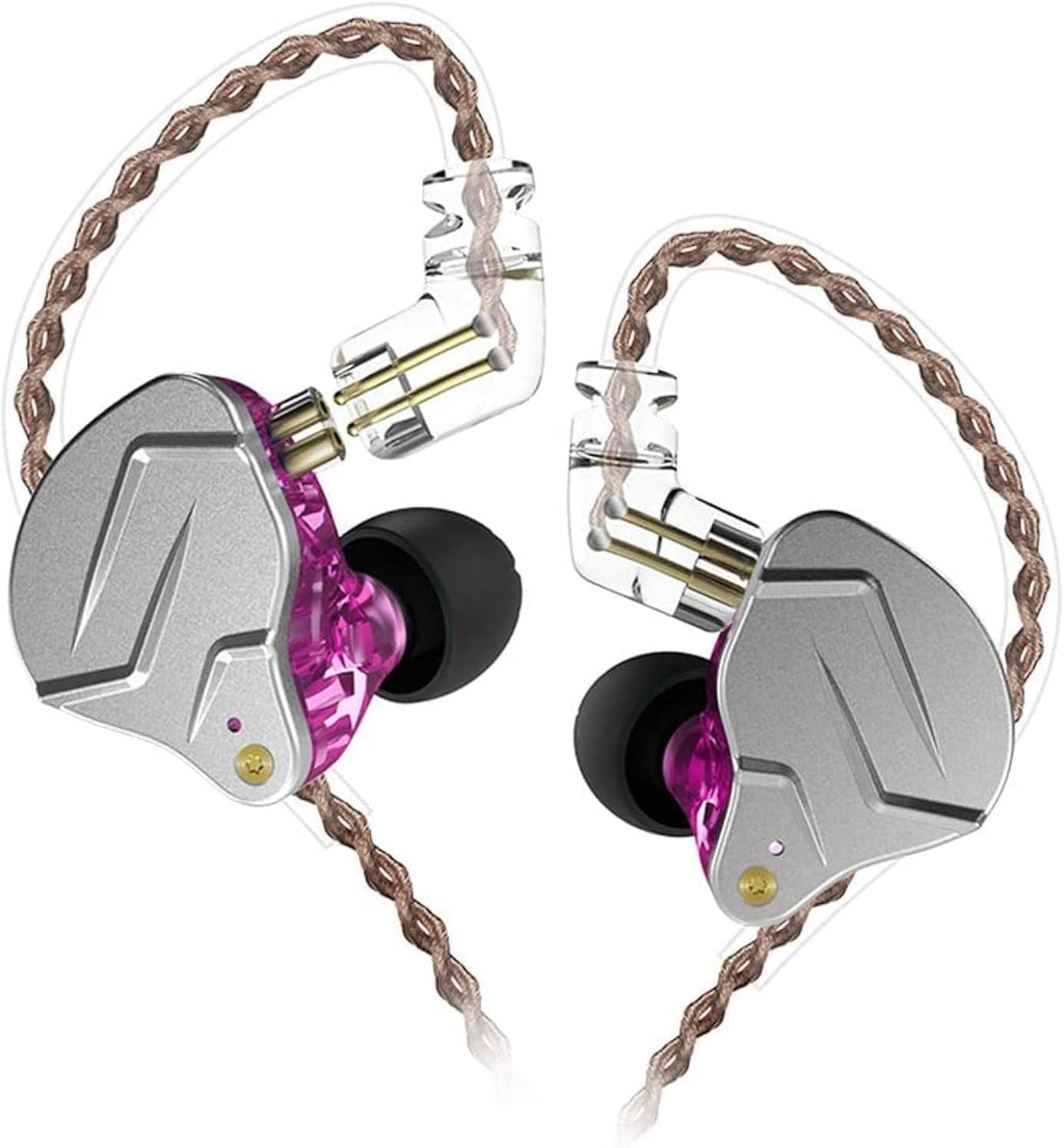 KZ ZSN Pro 1DD+1BA Dual Driver in Ear Earphones Noise-isolating in Ear Monitor with Detachable Cord,Deep Bass Stereo Sound Ergonomic Comfortable Earphones for Audiophile,Musicians(Purle Without Mic)