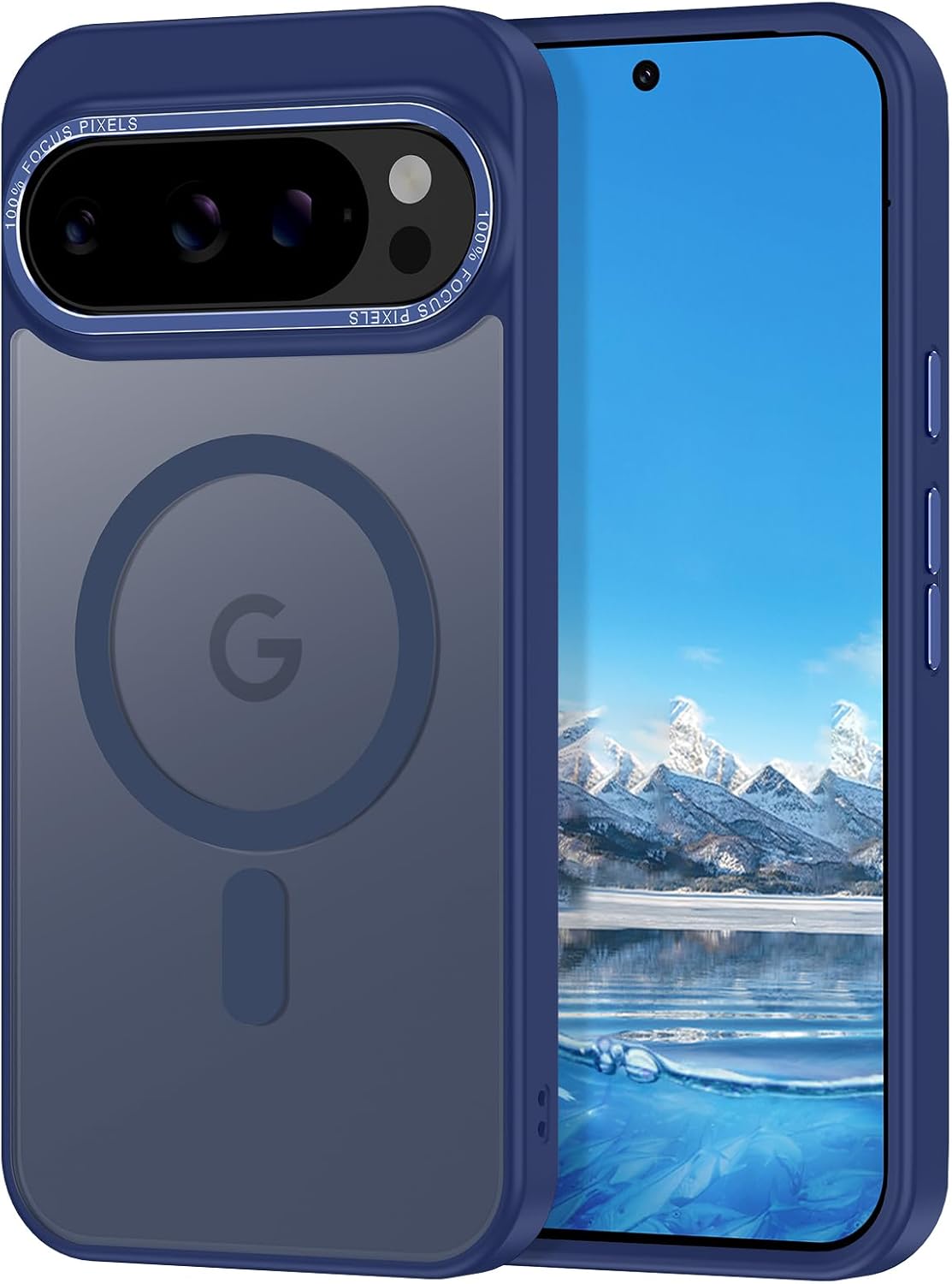 Magnetic for Google Pixel 9/Pixel 9 Pro Case, [Military Grade Drop Protection] [Compatible with MagSafe] Shockproof Slim Translucent Matte Anti-Slip for Women Girls Men Case, Dark Blue