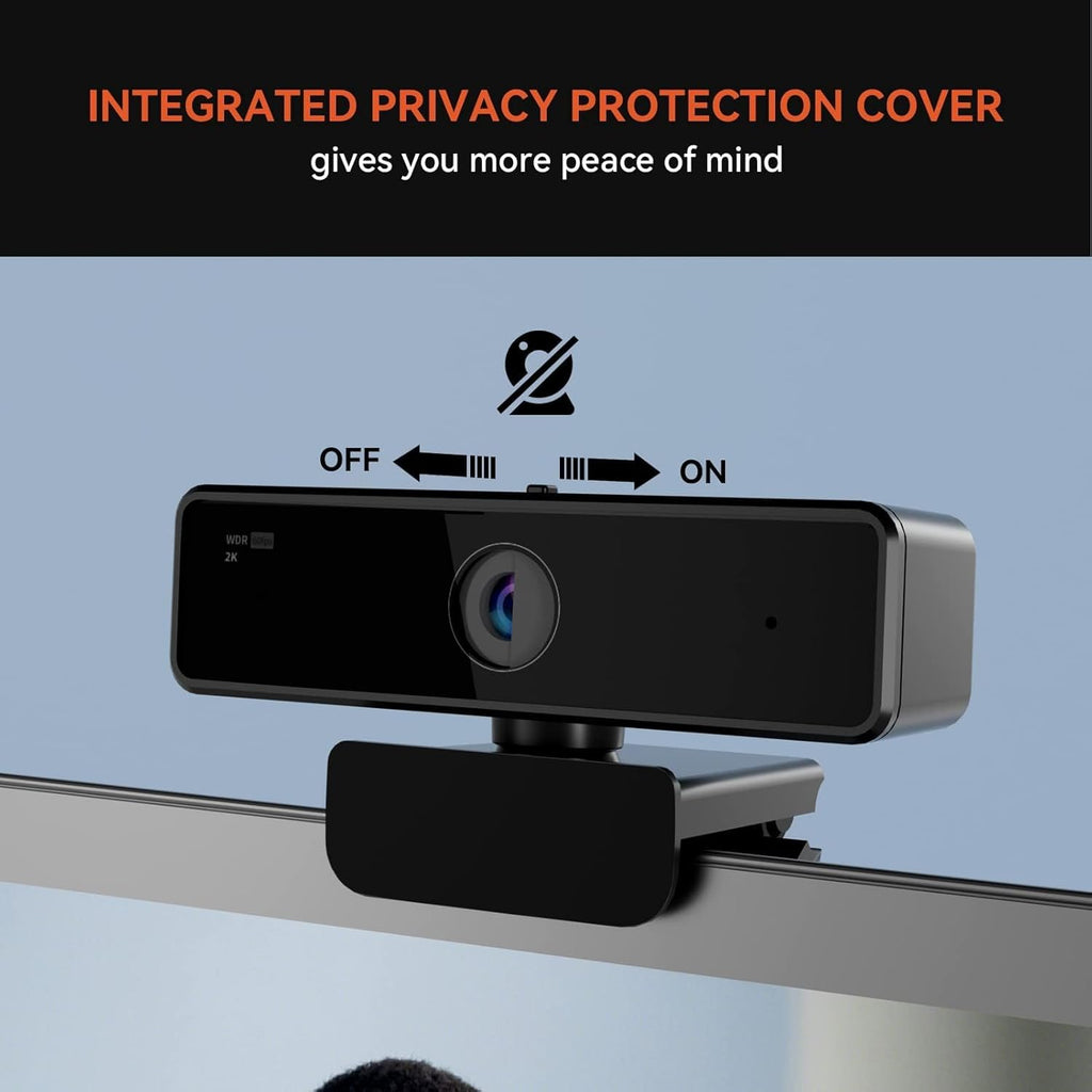 NUROUM V11 2K Webcam for PC, 1080P 60FPS USB Web Camera with Microphone, 1440P@30fps, 90° Wide-Angle, Privacy Cover, Plug&Play for Mac/Laptop/Desktop/Computer, for Zoom/Teams/Google Meet