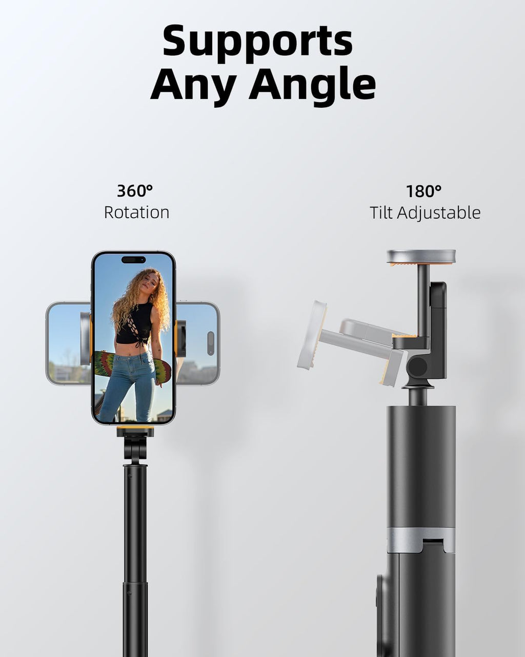 TODI 63" Cell Phone Selfie Stick Tripod, Portable Tripod for iPhone with Wireless Remote, Extendable Smartphone Stand, All-in-1, Compatible with iPhone/Android