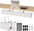Under Desk Cable Management Tray - 48" Cord Organizer for Desk No Drill, Fabric Under Table Wire Organizer with 16X Cable Ties Hide for Office/Home, Cord Hider Fits Adapters & Sockets, White