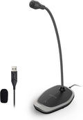 CMTECK USB Computer Microphone, Plug &Play Desktop Omnidirectional Condenser PC Laptop Mic, Mute Button with LED Indicator, Compatible with Windows/Mac, Ideal for YouTube, Skype, Recording (Gray)
