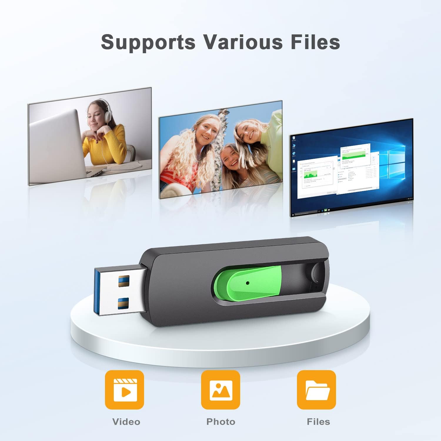 Aiibe 512GB USB 3.0 Flash Drive Thumb Drive USB Drive 512 GB Flash Drive Retractable Jump Drive 512GB for PC Laptop (Green)