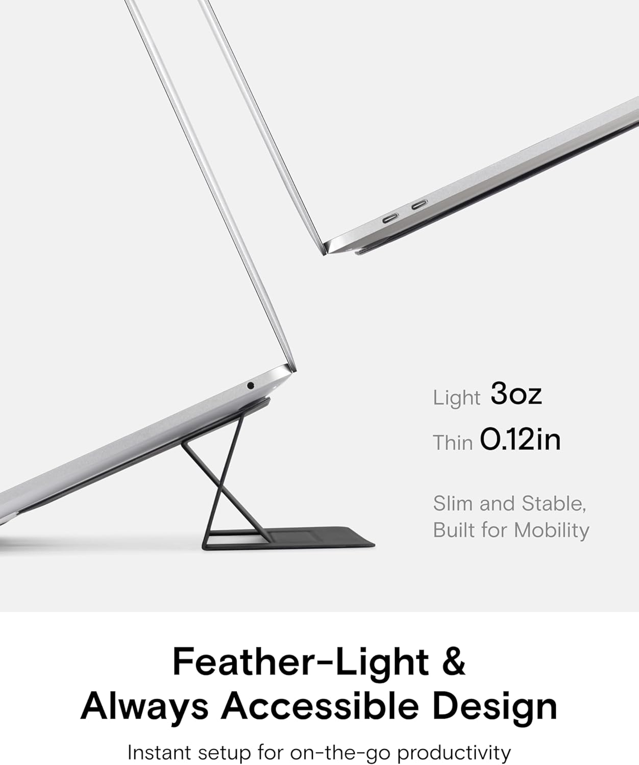 MOFT Laptop Stand for Desk, Adhesive Laptop Stand with 2 Adjustable Viewing Angles, Foldable and Portable Computer Stand Compatible with MacBook Air, MacBook Pro 11"-16", Starry Grey