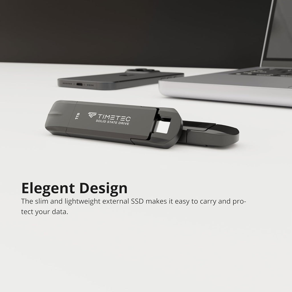 Timetec 1TB Pro Portable USB 3.2 Gen 2 Type-C/Type-A SSD Read Speed 1000MB/s Solid State Drive Stick for iPhone 15/Android/Tablet/Windows/Mac
