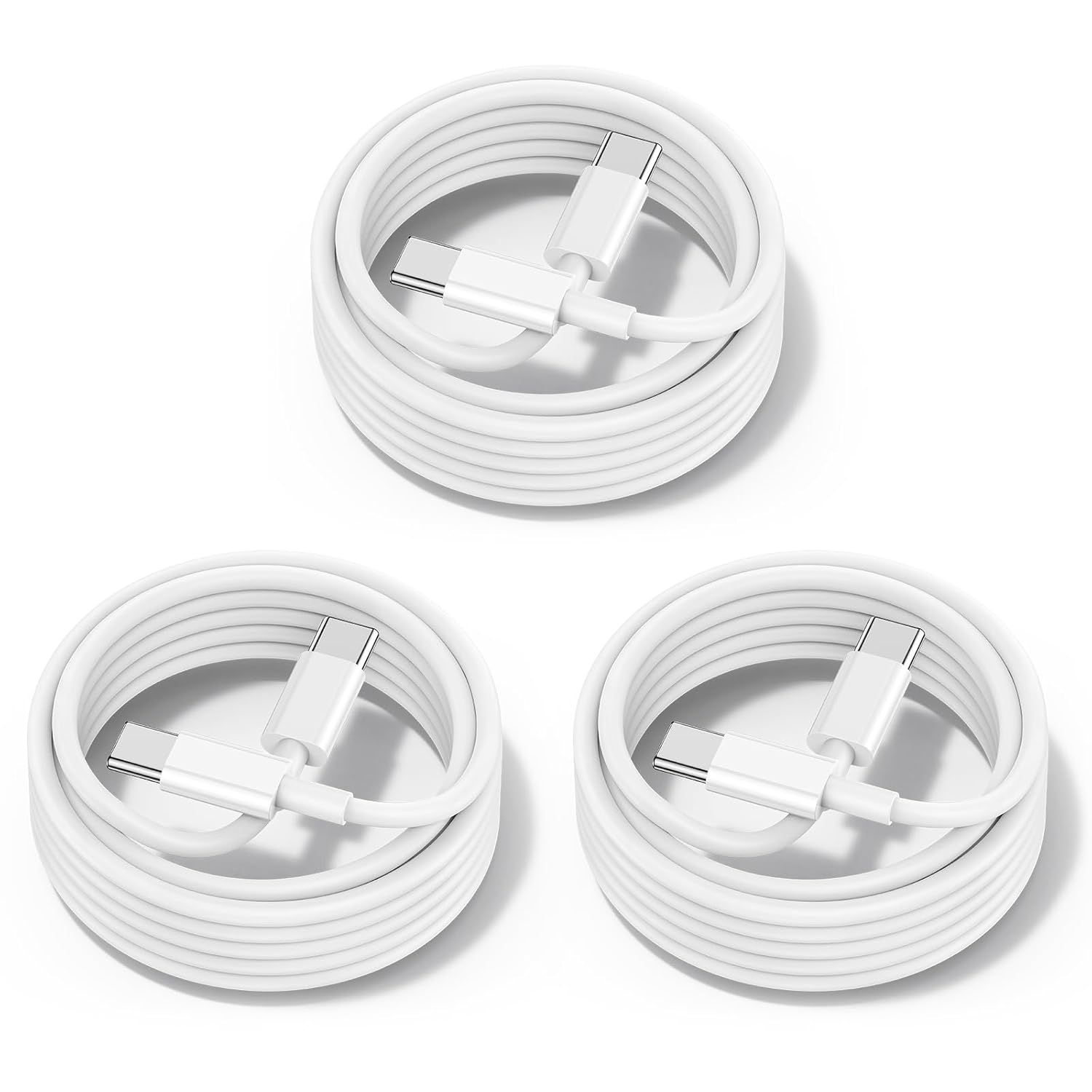 60W USB C to Cable [3Pack] iPhone 15 Fast Charging Cable,3ft Short USB-C to USBC Power Cord for iPhone 16/15 Pro Plus Pro Max, MacBook Pro Air/IPad/iPad Pro 12.9/11,AirPods 4(White)