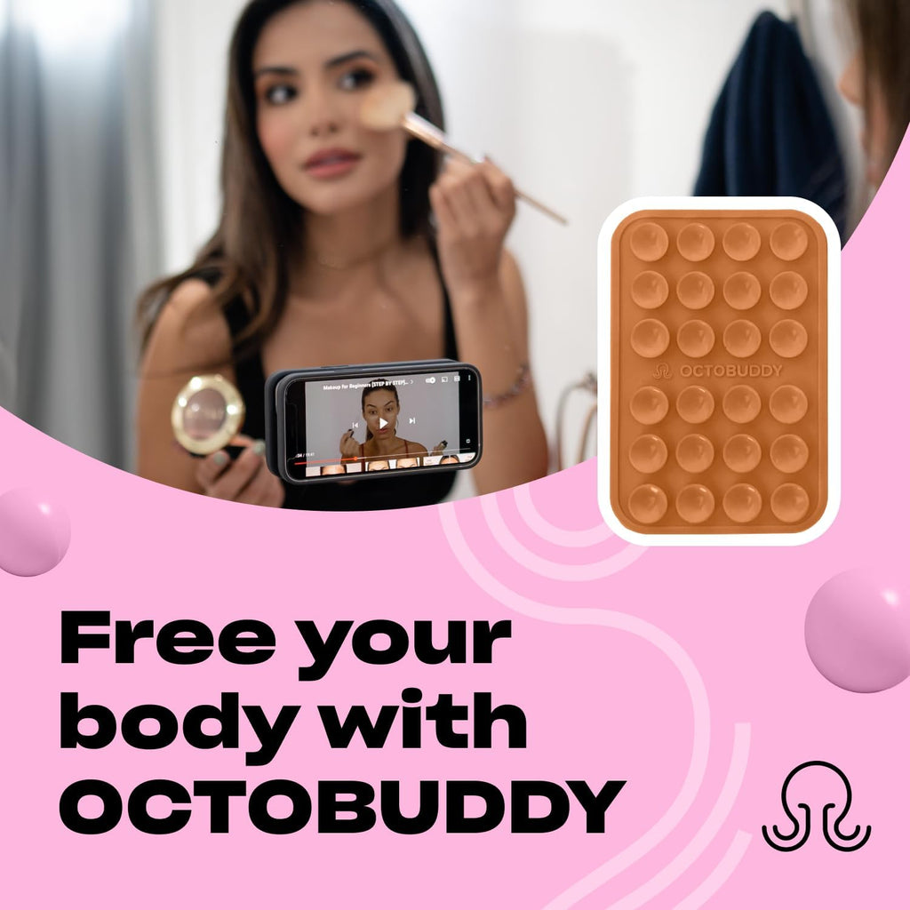 Classic MAX - Silicone Suction Phone Case Adhesive Mount - Hands-Free, Strong Grip Holder for Selfies and Videos - iPhone and Android Compatible - 2.6″ x 3.9″, Caramel Cream