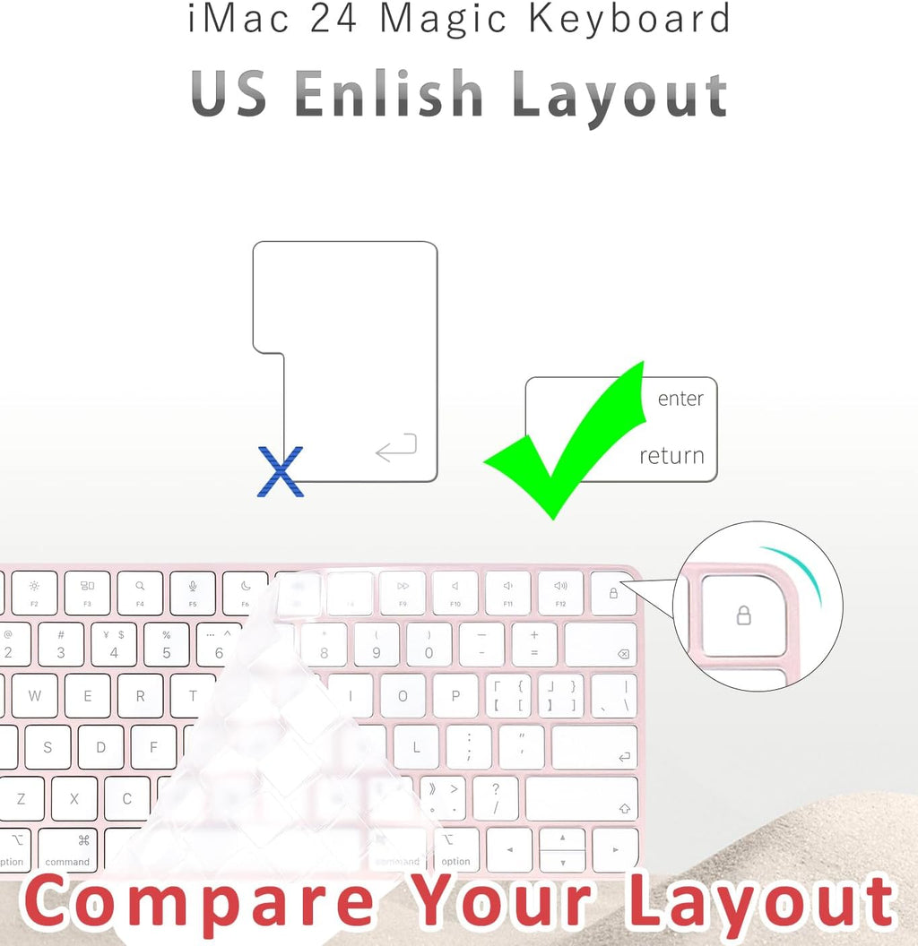 Keyboard Cover for New M4 iMac Magic Keyboard (Model A3203/A2450, w/o Touch ID, w/o Numeric Key) - Ultra Thin, Protective and Clear Keyboard Cover Protector Skin