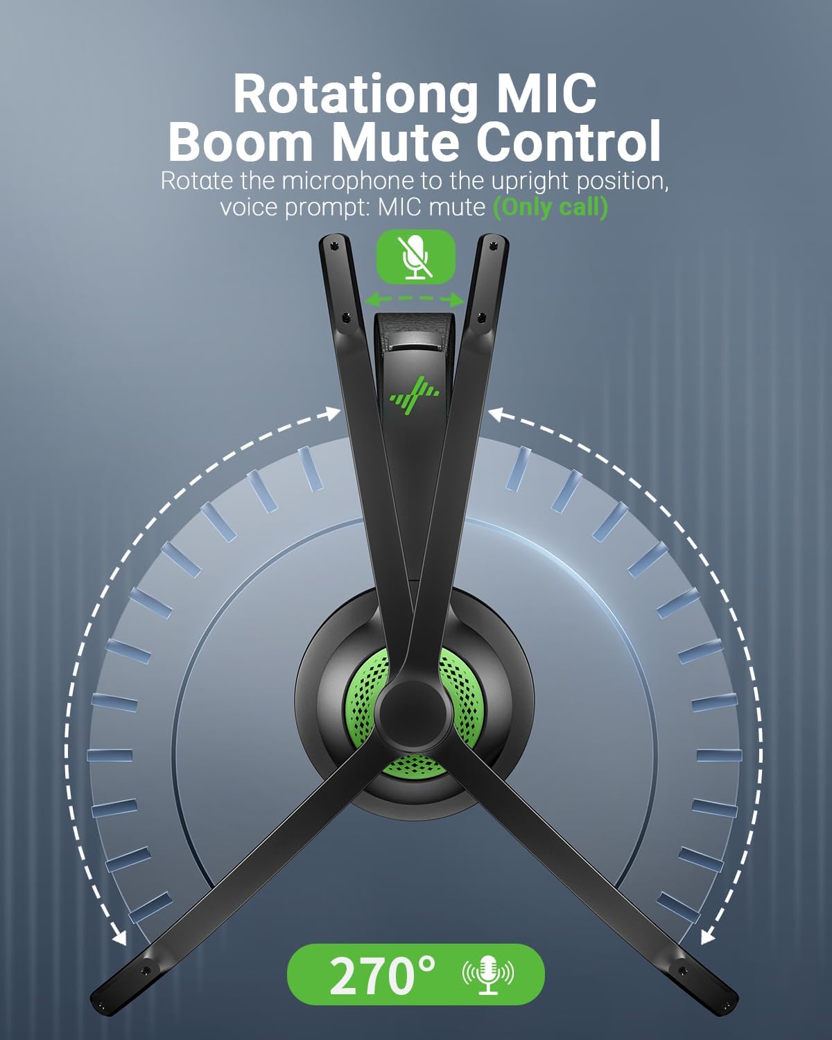 Wireless Headset with AI Noise Cancelling Microphone Bluetooth Headset - Bluetooth V5.2 Headphones with USB Dongle, Charging Base & Mic Mute for Computer/Laptop/PC/iPhone/Android/Cell Phones-Green