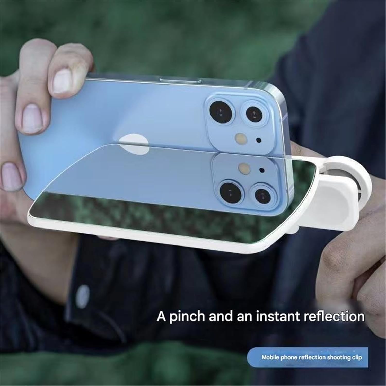 Mirror Effect Lens - Capture Stunning Reflections Instantly, Smartphone Camera Mirror Reflection Clip Kit, Mirror for Phone to Use Back Camera (Black)