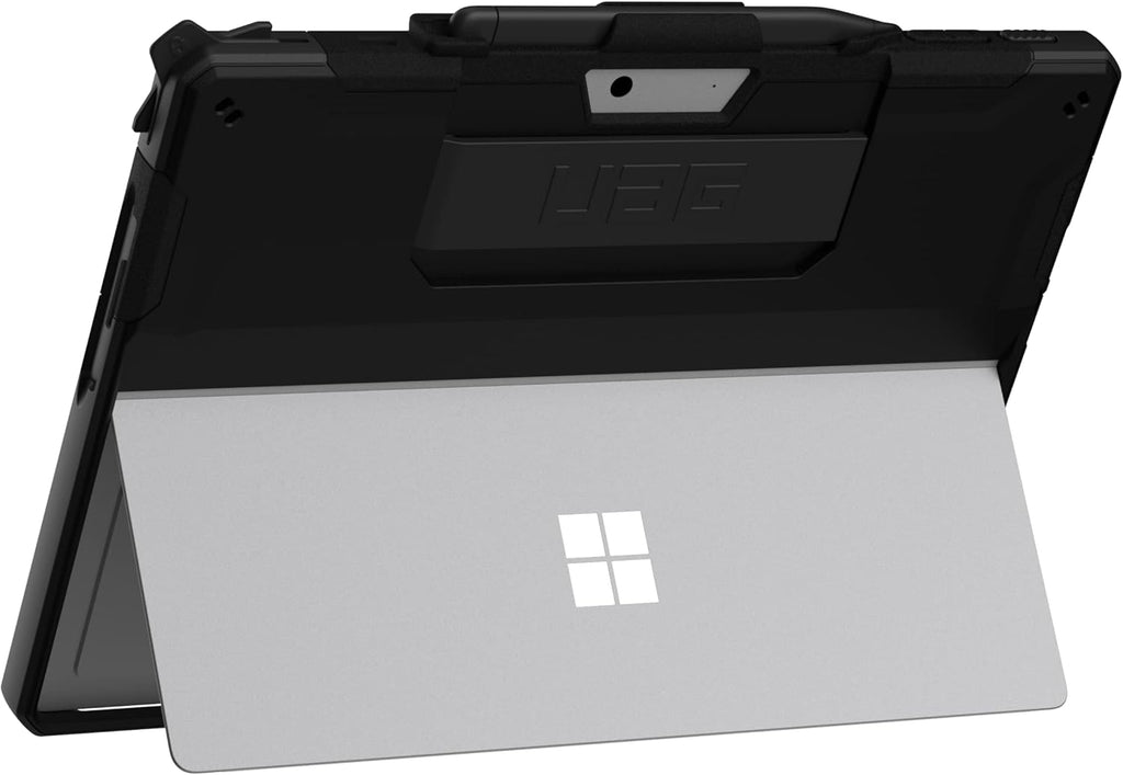 URBAN ARMOR GEAR UAG Designed for Microsoft Surface Pro 11/10/9 Case with Kickstand Hand Strap & Pen Holder Compatible with Type Cover Keyboard Rugged Protective Cover Heavy Duty, Scout Black