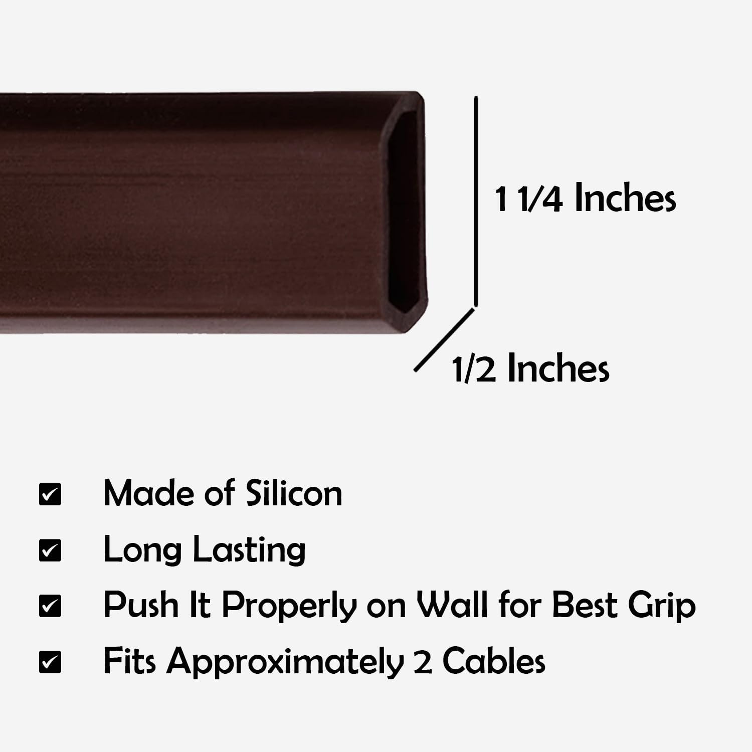 Rubber Bond TV Cord Hider Cable Protector - Strong Self Adhesive Wall Cord Cover Cable Hider - Low Profile Cable Management Wall Cord Concealer Cable Raceway (Dark Brown, 6 Feet)