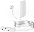 Flat Plug Extension Cord 6FT - 3 Outlets Power Strip with Ultra Thin Detachable Baby Proofing Outlet Cover Behind TV Furniture ETL Listed 13A 125V 1625W White