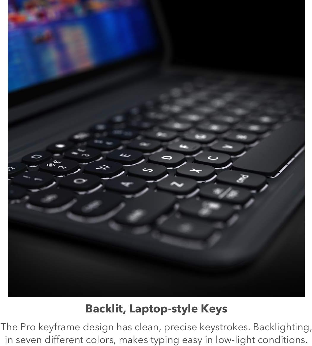 ZAGG Pro Keys Detachable Case and Wireless Keyboard for iPad Air 11" (M3)/ Air 10.9" (Gen 4, Gen 5), iPad Air 11" (M2) - Bluetooth Pairing, Backlit Laptop-Style Keys, Apple Pencil Holder, Black
