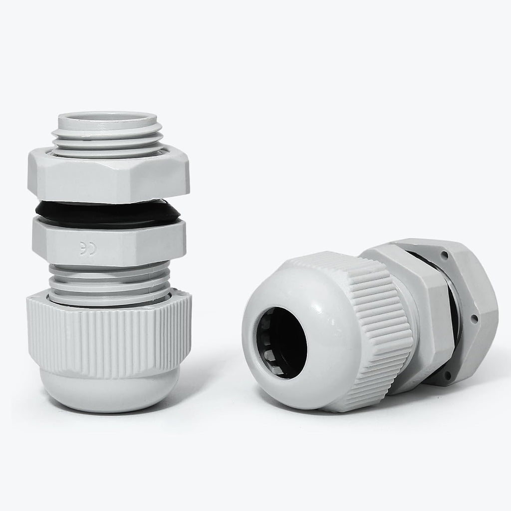 20 Pcs 3/8" NPT Nylon Cable Glands, IP68 Waterproof Adjustable Cord Grip Cable Connector Strain Relief Wire Protectors for 5-9mm Cable Diameter, Grey