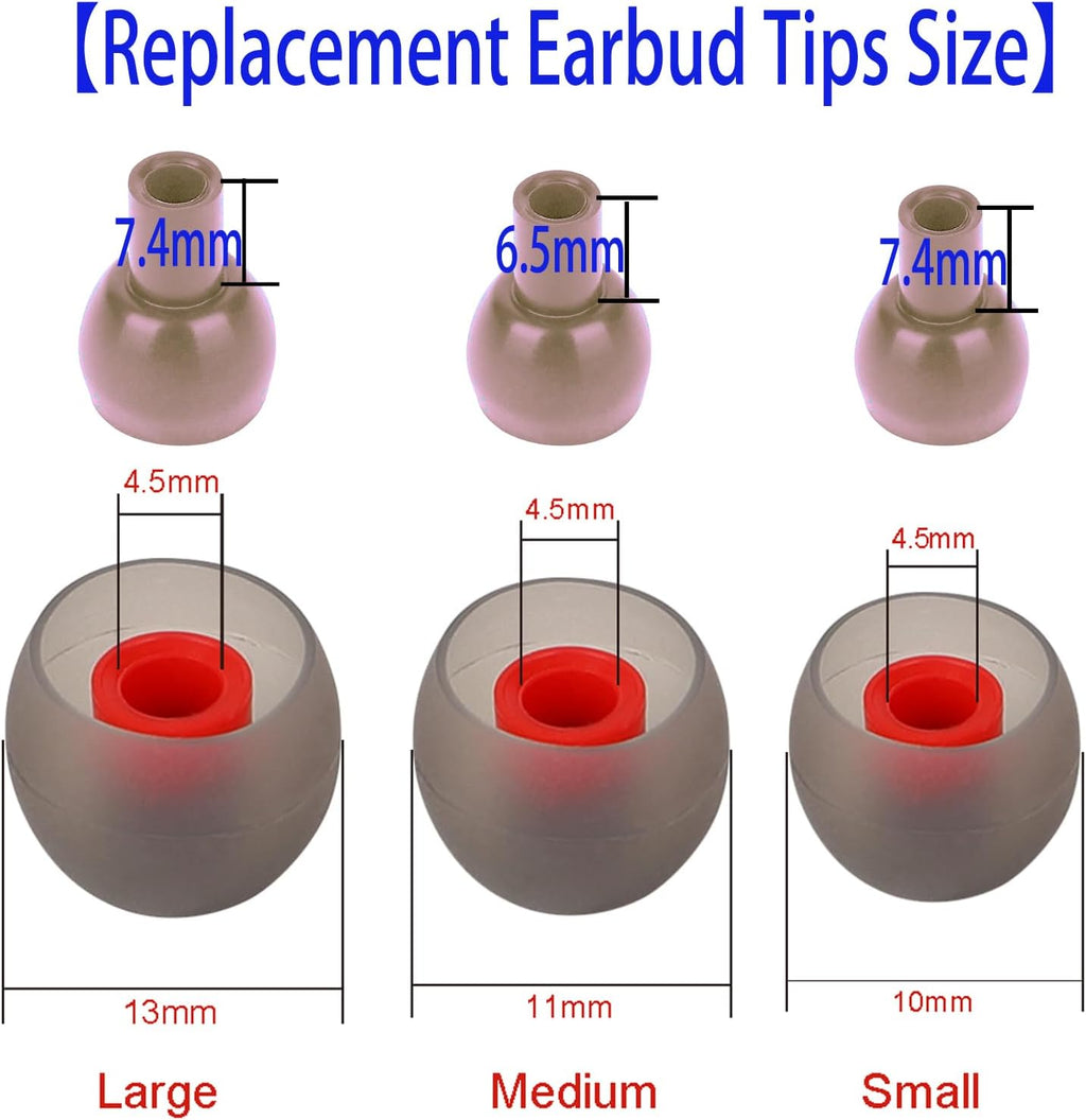 9 Pairs Earbud Tips,Silicone Replacement Earbud Tips Inner Hole 3.8mm -5.5mm, Headphone Ear Cover Fit Most in-Ear Headphones,Black Red(SML)