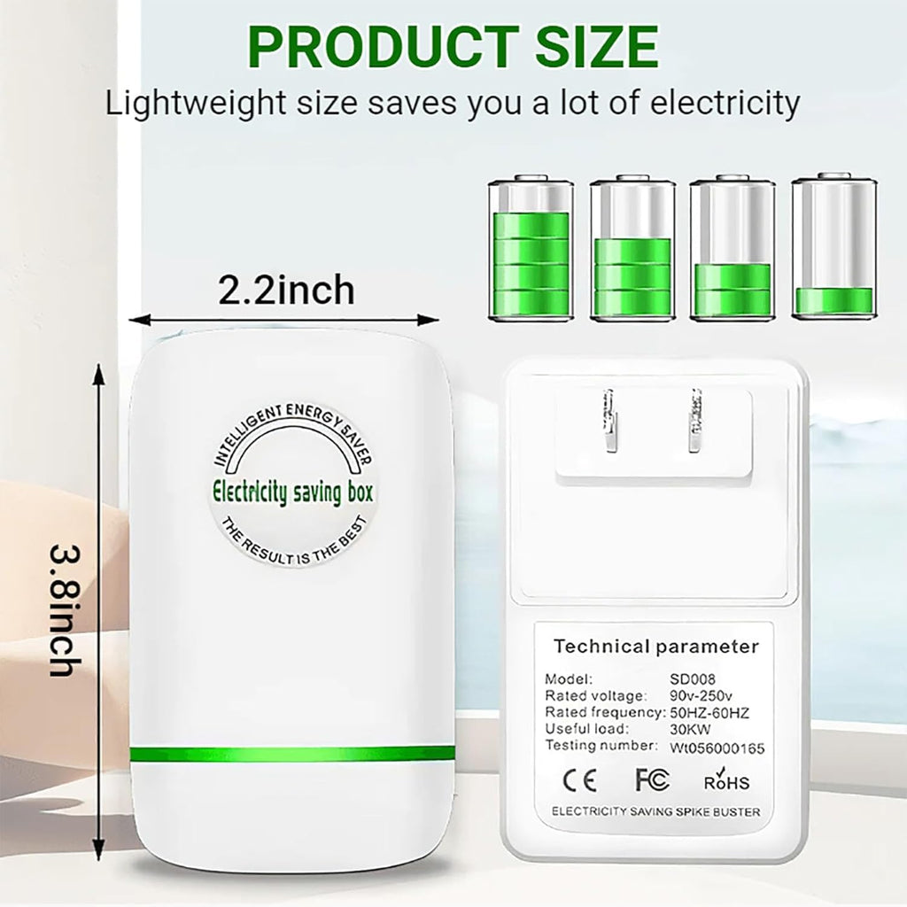 Elon-musk's Electricity Saving Box Stop Watt Stopwatt Energy Saving Device Save Energy Saving Device Energy Saving Power Strip for Home Office US Plug 90v-250v 30kw Rated Green (2PCS, White)