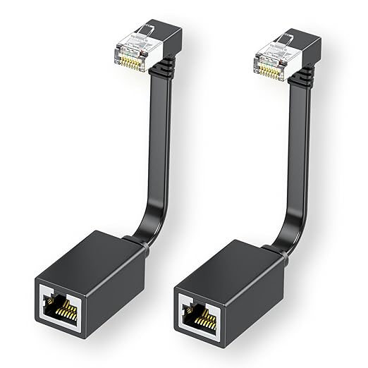 2Packs Right Angle Cat7 Ethernet Extension Cables Flat 15CM/6inch, Right angle by JUXINICE